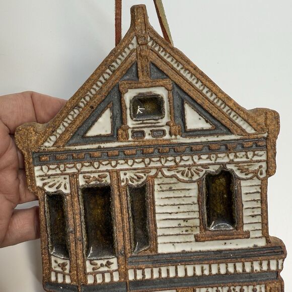 Victoria Littlejohn Rustic Stoneware Tile Victorian House Trivet Wall Hanging - Picture 6 of 8